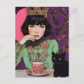 猫と女王のお茶会 ポストカード (正面)