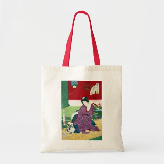 猫と女,国周猫と女,豊原国近,浮世絵 トートバッグ (正面)