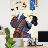 猫と女, 国芳 Cat and Woman, Kuniyoshi, Ukiyo-e ポスター (ホームオフィス)