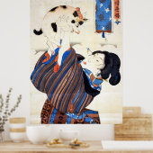 猫と女, 国芳 Cat and Woman, Kuniyoshi, Ukiyo-e ポスター (キッチン)