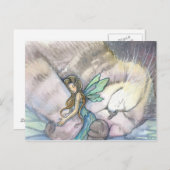 猫と妖精のはがきを抱擁 ポストカード (正面/裏面)