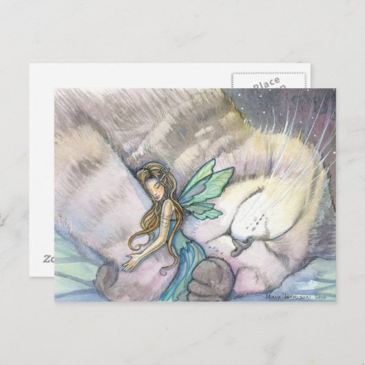 猫と妖精のはがきを抱擁 ポストカード (正面/裏面)