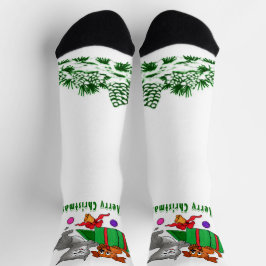 猫と子犬とのメリークリスマス ソックス