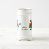 猫と子犬とのメリークリスマス ビールジョッキ (中央)