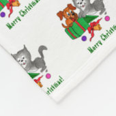 猫と子犬とのメリークリスマス フリースブランケット (角)