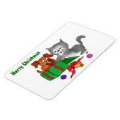 猫と子犬とのメリークリスマス マグネット (左側)