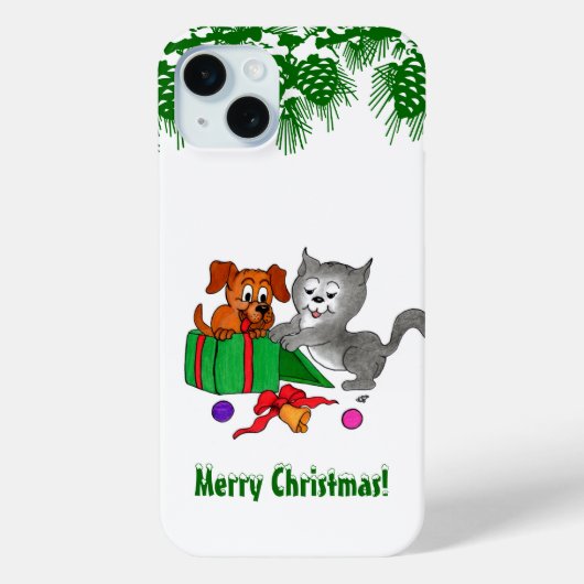 猫と子犬とのメリークリスマス Case-Mate iPhoneケース (裏面)