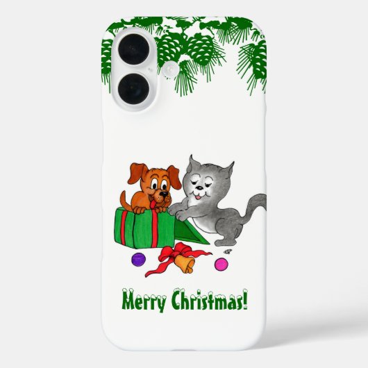 猫と子犬とのメリークリスマス Case-Mate iPhoneケース (裏面)
