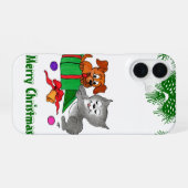 猫と子犬とのメリークリスマス iPhone 16ケース (裏面横)