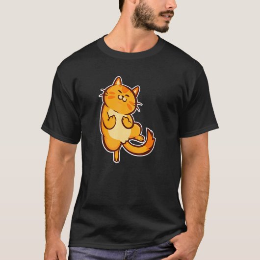 猫と子猫が中指を立てている Tシャツ (正面)