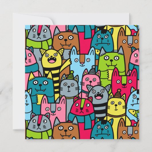 猫と子猫たち 招待状 (裏面)