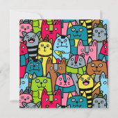 猫と子猫たち 招待状 (正面)