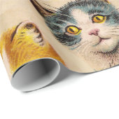 猫と子猫のおもしろいヴィンテージポートレート ラッピングペーパー (ロールコーナー)