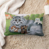 猫と子猫のルイ・ワイン ランバークッション (ブランケット)