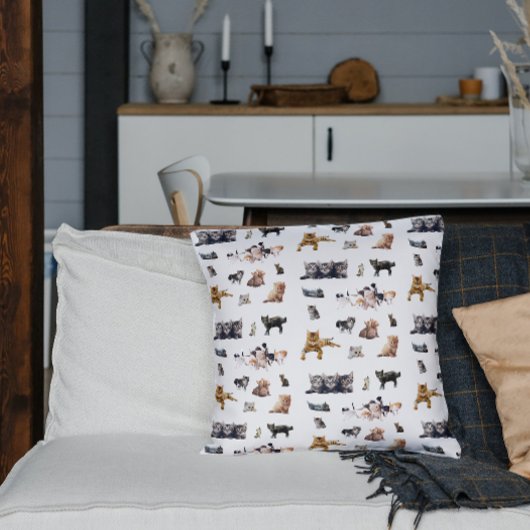 猫と子猫の写真が入った可愛い柄 クッション