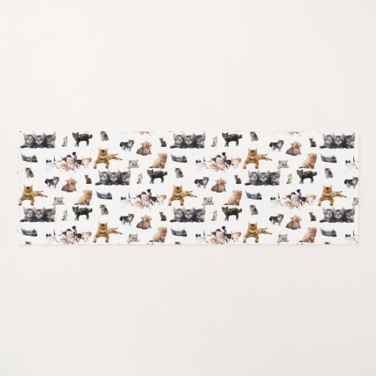 猫と子猫の写真が入った可愛い柄 ヨガマット (正面(横))