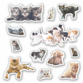 猫と子猫の写真の輪郭 シール