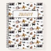 猫と子猫の名前を写真に収めたかわいい柄 ノートブック (正面)