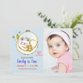 猫と子猫の最初のバースデーパーティ招待状 招待状 (スタンド正面)