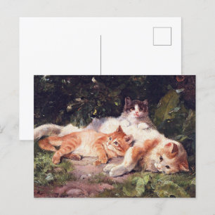 猫と子猫ファインアート ポストカード