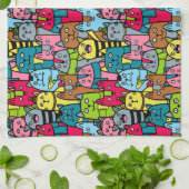 猫と子猫 キッチンタオル (折り畳み)