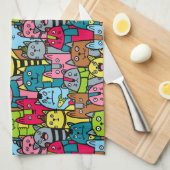 猫と子猫 キッチンタオル (四つ折り)