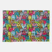 猫と子猫 キッチンタオル (横)