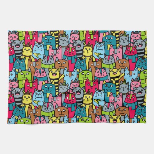 猫と子猫 キッチンタオル (横)