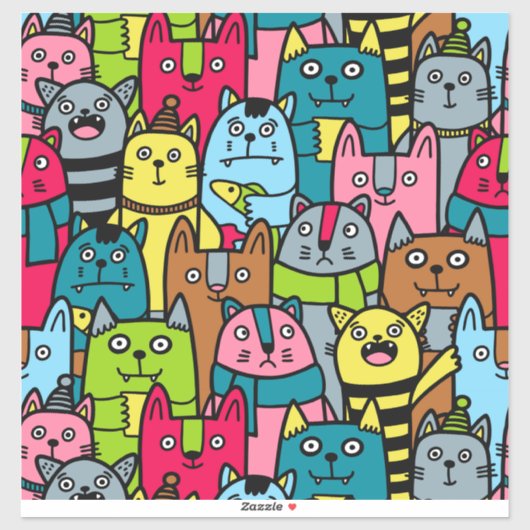 猫と子猫 シール (シート)