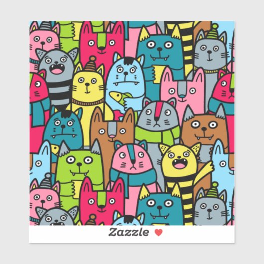 猫と子猫 シール (シート)