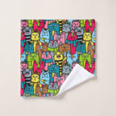 猫と子猫 バスタオルセット (ウォッシュタオル)