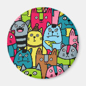 猫と子猫 マグネット (正面)