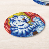 猫と子猫 ラウンドペーパーコースター (アングル)