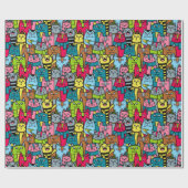 猫と子猫 ラッピングペーパー (フラット)