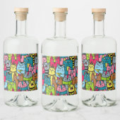 猫と子猫 リキュールボトルラベル (ボトル)