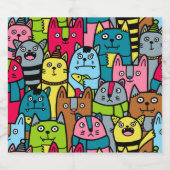 猫と子猫 リキュールボトルラベル (シングルラベル)