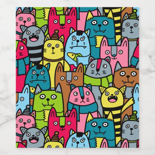 猫と子猫 ワインラベル (シングルラベル)