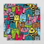 猫と子猫 招待状 (正面/裏面)