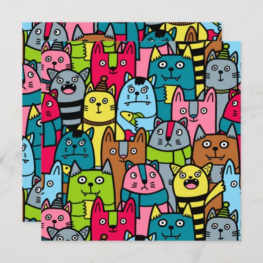 猫と子猫 招待状 (正面/裏面)