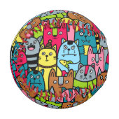 猫と子猫 野球ボール (正面左)