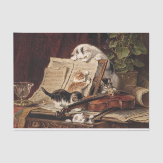 猫と子猫・ Henriette Ronner-Knip (1821-1909) 薄葉紙 (正面)
