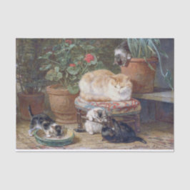 猫と子猫・ Henriette Ronner-Knip (1821-1909) 薄葉紙