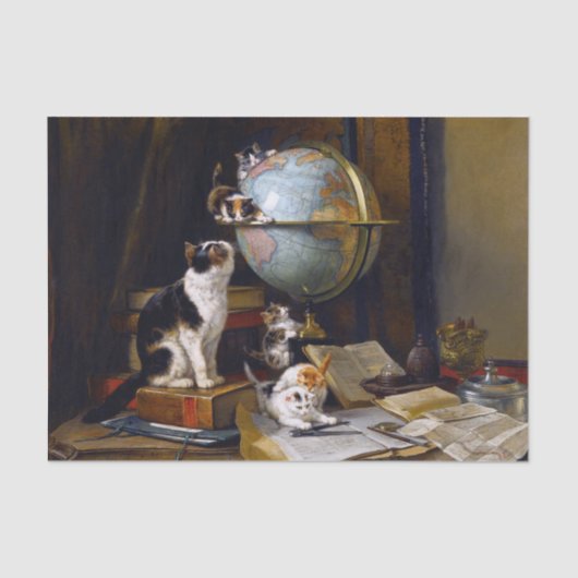 猫と子猫・ Henriette Ronner-Knip (1821-1909) 薄葉紙 (正面)