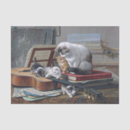 猫と子猫・ Henriette Ronner-Knip (1821-1909) 薄葉紙