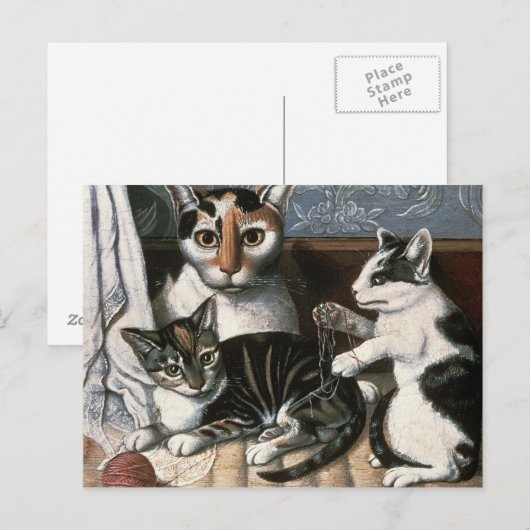 猫と子猫c.1872-1883 ポストカード (正面/裏面)