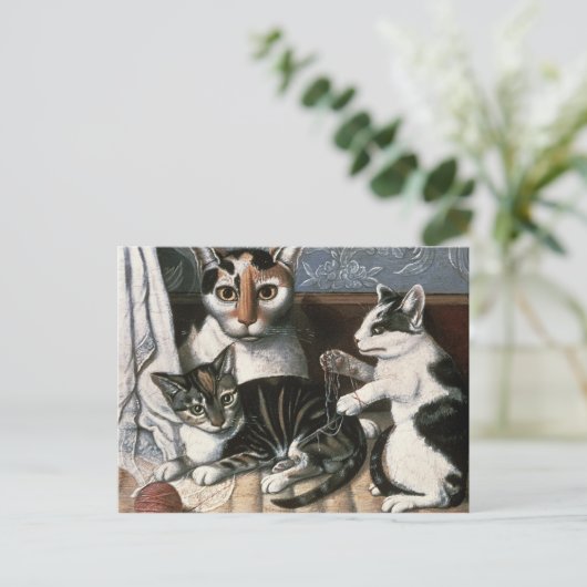 猫と子猫c.1872-1883 ポストカード (スタンド正面)
