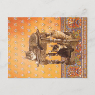 猫と子絵を描猫 ポストカード