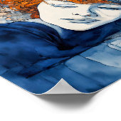 猫と寝る水彩女性 ポスター (角)