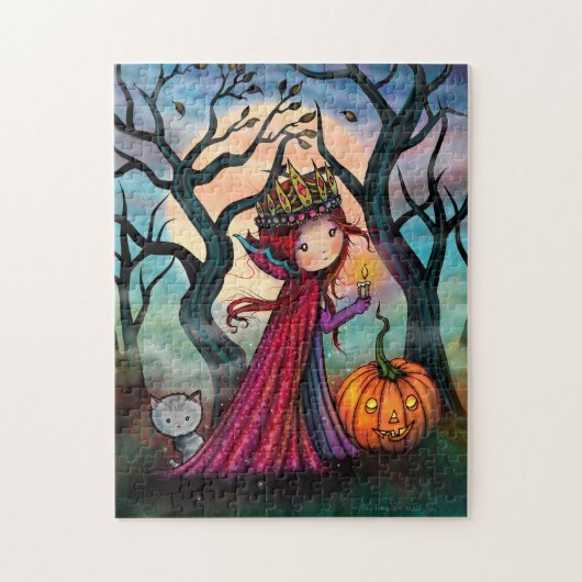猫と小さな吸血鬼のハロウィンアート ジグソーパズル (縦)