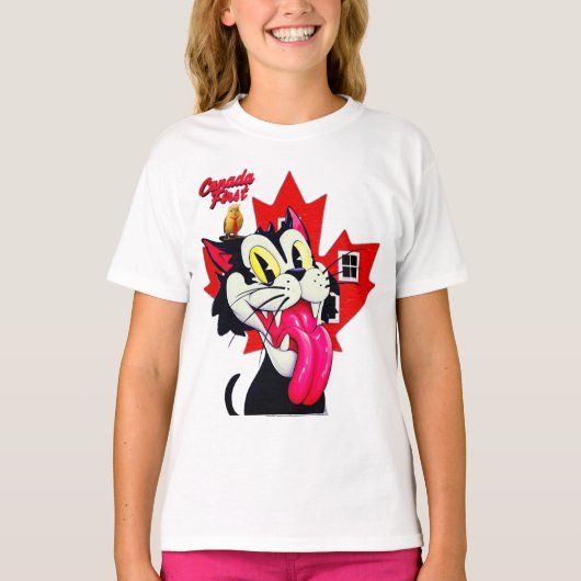 猫と小鳥のCANADAFIRST Tシャツ (正面)